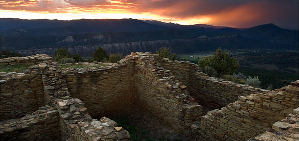 Photo Credit: Kevin Moloney for The New York Times; Description: The ruins of an Anasazi home near the Chimney Rock buttes in southern Colorado. Photo Credit: Kevin Moloney for The New York Times; Description: The ruins of an Anasazi home near the Chimney Rock buttes in southern Colorado.