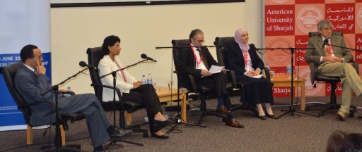 Photo credit:  Julia Vitullo-Martin;  Subject: BBC panel chaired by Ehsan Masood and including Nidhal Guessoum, Qanta Ahmed, Rana Dajani, and Paul Davies