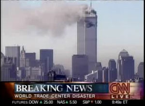 Photo credit: CNN; Description: WTC burning