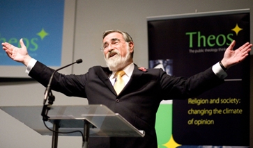 The Chief Rabbi, Lord Sacks of Aldgate, delivered the 2009 Theos Annual Lecture in Central London; Theos News photo