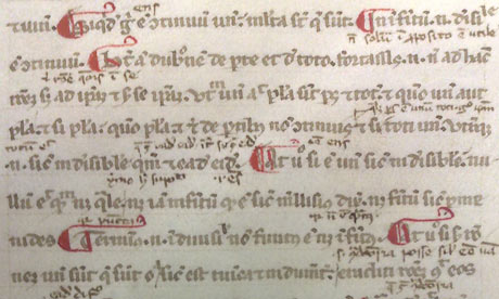 A medieval manuscript in the collection of the Royal Observatory, Edinburgh. Photograph: Andrew Brown/guardian.co.uk