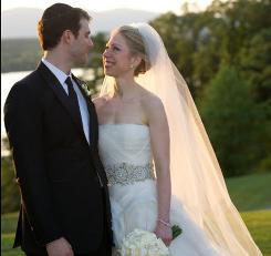 Photo credit: Barbara Kinney via Getty Images; Description: Chelsea Clinton married Mark Mezvinsky on Saturday in Rhinebeck, N.Y.