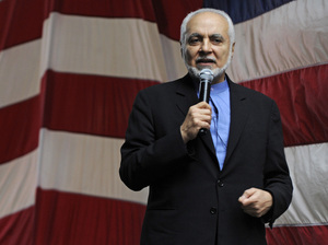 Photo credit: Henny Ray Abrams/AP; Description: Imam Feisal Abdul Rauf--seen here at a March rally--co-founded a project to develop a Muslim center near ground zero. He believes that Osama bin Laden's death will improve perception of Muslims.