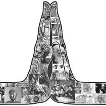 art:  hands in a prayer position.  The hands are compromised of various religious icons, plus Charles Darwin.    "Religion is something left over from the infancy of our intelligence, it will fade away as we adopt reason and science as our guidelines. - Bertrand Russell"