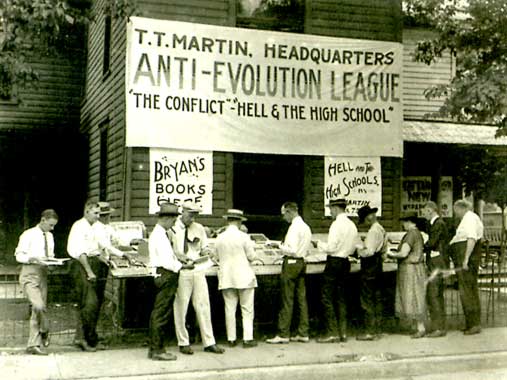 Photo: Anti-evolution book sale in Dayton, Tenn., circa 1925